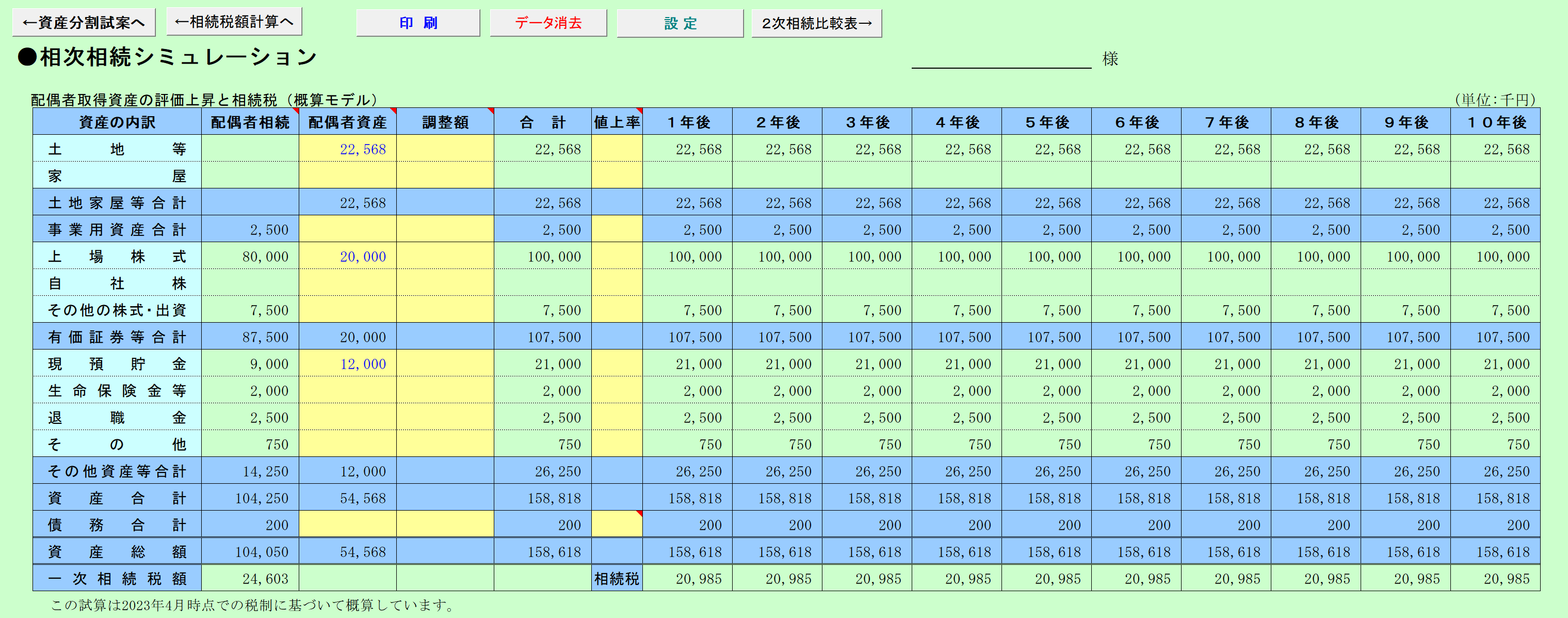 相次相続シミュレーション