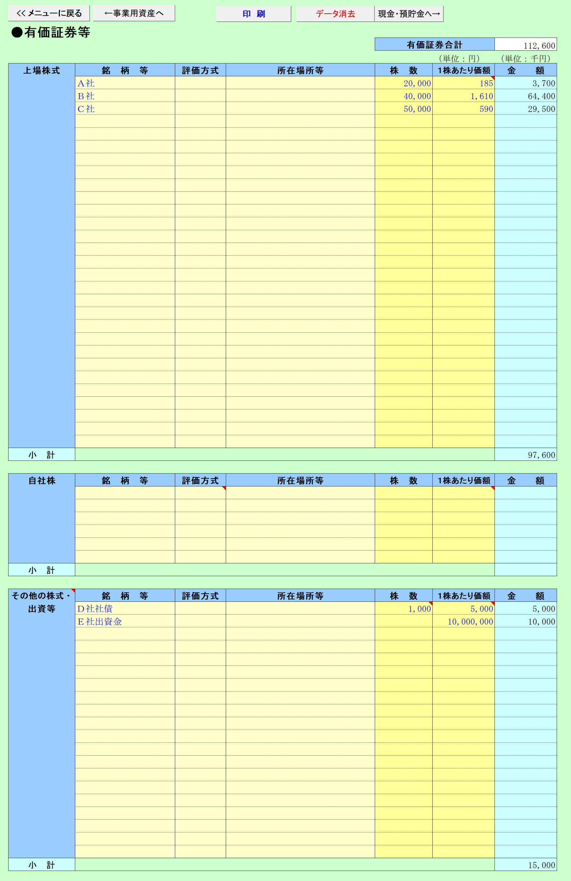 有価証券等