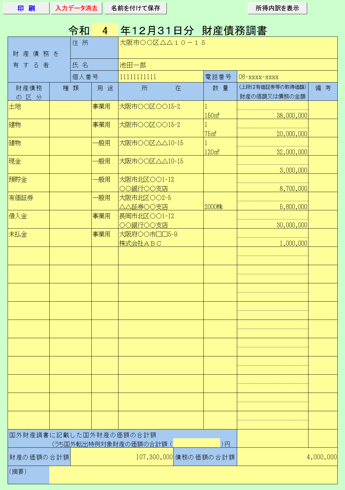 財産債務調書